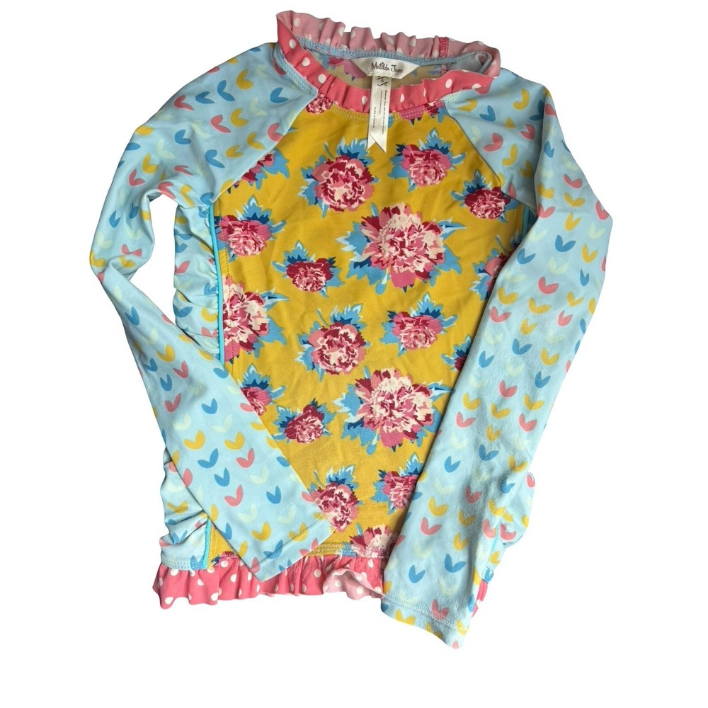 Matilda Jane Wind Surfer Rash Guard Swim Top‎ Only GIRLS SZ 6 Blue Yellow Pink